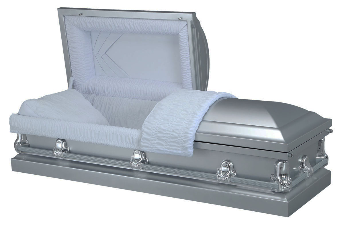 Silver American Metal casket - Barringtons Funeral Directors, Bishops Stortford