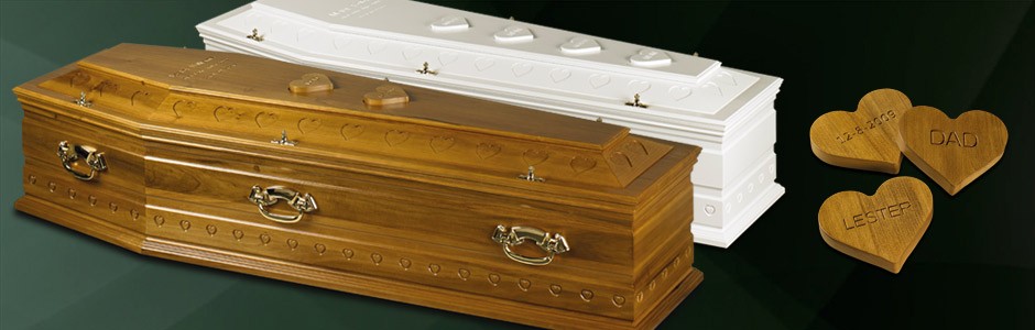 Valentino Coffin with Hearts - Barringtons Funerals - Bishops Stortford